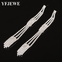 YFJEWE, pendientes largos de alta calidad con borlas nupciales, brillantes, diamantes de imitación de cristal, Pendientes colgantes boda, joyería E413 2024 - compra barato