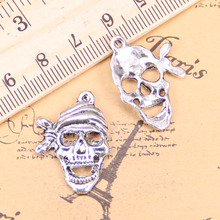 62pcs Jewelry Charms pirate skeleton skull 27x20mm Antique Silver Plated Pendants Making DIY Handmade Tibetan Silver Jewelry 2024 - buy cheap