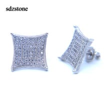 2019 screwback boy men jewelry earring silver color screwback micro pave cz iced out hiphop jewelry 2024 - buy cheap