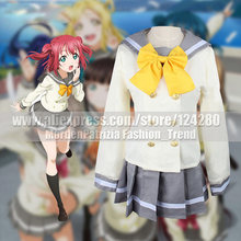 Anime love live! Luz de sol!! Aqors kurosawa fantasia infantil feminina, uniforme escolar de verão em rubi 2024 - compre barato