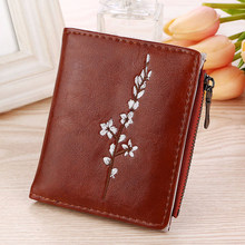 Women Hasp Zipper Short Wallet Embroidery Flowers PU Coin Purse Money Bag Small Wallets AIC88 2024 - buy cheap