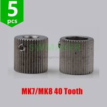 Engrenagem do driver de aço inoxidável mk7/mk8, 5 peças câmbio de 5/6, 45/8mm 40 dentes para peças de impressora 3d 2024 - compre barato