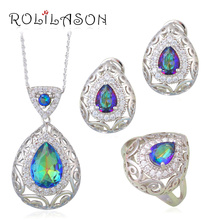 Fantastic Gifts Mystic for Women silver plated filled Zircon Fashion Jewelry Set Earring Necklace Ring Sz #6#7#8#9#10 JS665 2024 - buy cheap