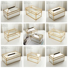 Gold mirror tissue box European Elegant Style napkin holder Metal Desktop Storage Box Cosmetics Jewelry Home Decoration Tools 2024 - buy cheap