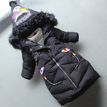 BibiCola/пальто для девочек зимние теплые дети мультфильм длинная стильная Парки одежда повседневные хлопковые куртки с капюшоном bebe верхняя одежда 2024 - купить недорого