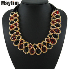 MayJim Statement Choker necklace 2018 Fashion Women Hand-woven chunky Gold Chain Crystal Bead collar Necklaces & Pendants Bijoux 2024 - купить недорого