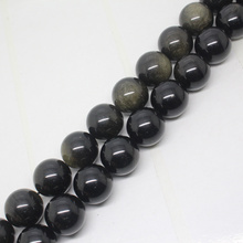 Free shipping! Wholesale 25pcs! 16mm Natural Gold Obsidian Round Loose Beads 2024 - buy cheap
