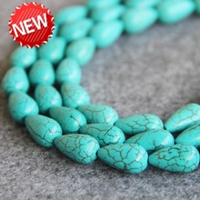 For Necklace 7x15mm Water Drop Blue Turkey Howlite Chalcedony Beads Semi Finished Stone DIY Loose Women Girl Gift Jewelry Making 2024 - buy cheap