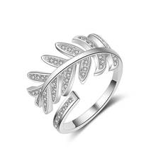 Женское кольцо с листьями и блестящим кристаллом, из стерлингового серебра 925 пробы, подарочное ювелирное изделие, Лидер продаж 2024 - купить недорого