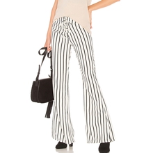 New Womens Palazzo Pants Unique Stripe High Waist Casual Wear Wide Leg Loose Trouser 2024 - buy cheap