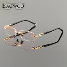 Titanium Alloy Eyeglasses Men Rimless Prescription Reading Myopia Photochromic Crystal Diamond Glasses Frameless Spectacle258105 2024 - buy cheap