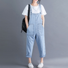 #4003 Spring Summer Blue Denim Jumpsuit For Women Off The Shouder Big Pockets Lady Jeans Overalls Loose Sling Jumpsuits Femme 2024 - buy cheap