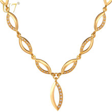 U7-Cadena de eslabones con diamantes de imitación para mujer, collares de moda con diseño único, Color dorado, 42 cm, N360 2024 - compra barato