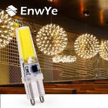 EnwYe G9 Светодиодная лампа AC/DC 360 градусов с регулируемой яркостью 220 В 6 Вт COB SMD LED освещение лампы заменить галогенный прожектор люстра 2024 - купить недорого