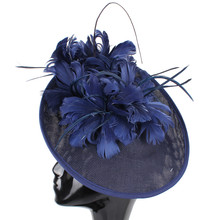 Women Feathers Millinery Hats Fascinator Imitation Sinamay Derby Kentucky Caps Bridal Married Elegant Headpieces For Occasion 2024 - buy cheap