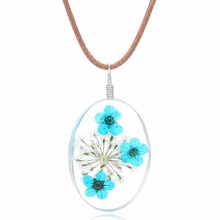 summer Natural Dry Flower Statement Necklaces & Pendants Handmade Leather Chain Long Necklace Female Boho Necklace Gift 3547 2024 - buy cheap