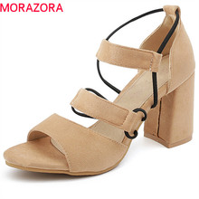 MORAZORA 2021 new arrive women hot sale sandals spring summer fashion shallow simple solid comfortable high heels shoes woman 2024 - buy cheap