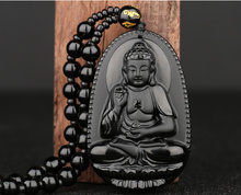 Patron Saint Necklace Black Obsidian Carved Buddha Lucky Amulet Pendant Necklace For Women Men pendants  Jewelry 2024 - buy cheap