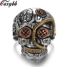 Aço inoxidável gótico masculino escultura crânio anel com 3 cores personalidade biker jóias para o homem 2024 - compre barato