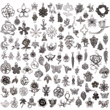 Lote de colgantes de plata plateada del Tíbet, collares y pulseras para fabricación de joyería artesanal, accesorios, 100, 264833 2024 - compra barato