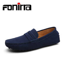 FONIRRA 2019 Men Loafers Genuine Leather Casual Shoes 10 Colors Slip on Men Flats Chaussure Homme Moccasin Plus Size 38-47 053 2024 - buy cheap