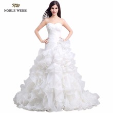 NOBLE WEISS In Stock Sweetheart Pleat Lace-up Back Ball Gown Court Train Organza Wedding Dresses Bridal Dress 2024 - buy cheap