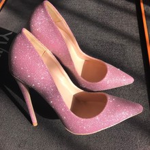 New Arrivals Fashion Woman Shoes Sweet Pink Bling Bling Pumps Sexy Stiletto High Heeled Shallow Shining Women Pumps Party Shoes 2024 - buy cheap