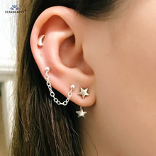 Starbeauty 3 pcs/lot New Silver Color Star Tassel Ear Piercing Jewelry Fake Piercing Faux Piercing oreille Fake Earrings set 2024 - buy cheap
