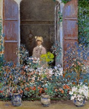 100% handmade landscape oil painting reproduction on linen canvas, camille-monet-at-the-window-argentuile by claude monet 2024 - buy cheap