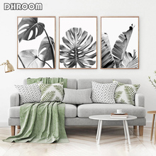 Black White Leaves Wall Art Tropical Leaf Canvas Poster Print Palm Banana Leaf Painting Decoration for Living Room Home Decor 2024 - buy cheap