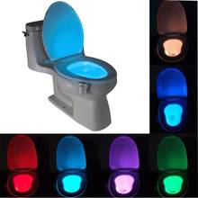 Умная ванная комната туалет Ночник LED тело движение активированная вкл/выкл лампа с сенсором для сидения 8 цветов Туалетная лампа Горячая 2024 - купить недорого