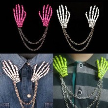 12pcs Free Shipping Fashion Jewelry Punk Skull Brooch skeleton claws skull hand Pins Brooches Zombie Punk Horror Chain Brooch 2024 - buy cheap