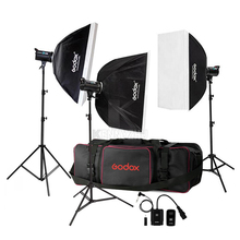 Godox-Kit de iluminación estroboscópica para estudio, Softbox, soporte de luz y Bolsa, 110V/220V, 900W /3x300W, 300WS, 70x100cm 2024 - compra barato