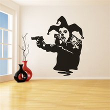 Banksy Street Art Graffiti Wall Sticker  Banksy Style Clown With Guns Vinyl Wall Decal Joker Gun Removable Wall Murals AZ345 2024 - buy cheap