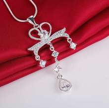 cross raindropbeautifulsilver plated Necklace Silver Pendant Jewelry /DRLICWTL MQDONJMC 2024 - buy cheap