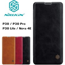 Чехол Nillkin QIN для Huawei P30, кожаный чехол-кошелек с кармашком для карт, защитный флип-чехол для Huawei P30 Lite Nova 4E / P30 Pro 2024 - купить недорого