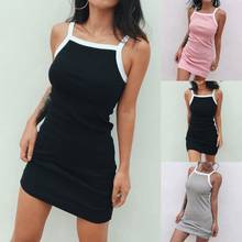 Weweya 2020 Summer Casual Women Solid Sexy Party Dress Vest Dresses Sleeveless Strap Hot Sundress Slim  Prom Feminina Mini Dress 2024 - buy cheap