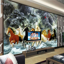 Обои с изображением лошади для успеха рельефных фресок ТВ фон на заказ большие фрески нетканые материалы Супер Зеленые обои 2024 - купить недорого