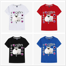 Футболки для малышей, футболка для мальчиков детская футболка с рисунком кота для мальчиков летняя подростковая одежда для девочек, топы, футболки, детские футболки с короткими рукавами 2024 - купить недорого