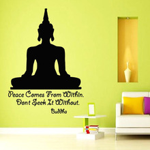 Zooyoo paz adesivo de parede com citações, arte yoga meditação apoio de buda decoração de casa 2024 - compre barato