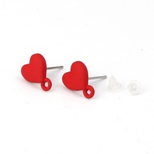 DoreenBeads Zinc Based Alloy Ear Post Stud Earrings Findings Heart Gray Colorful Painting W/ Loop Charms 11mm x 9mm, 10 PCs 2024 - buy cheap