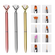 CHNRMJL 1 набор с 10 сменными насадками для дизайна ногтей, металлический цветок с кристаллами для рисования, акриловая ручка, Маникюрный Инструмент для ногтей 2024 - купить недорого