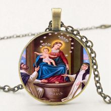 Catholic Mary Maria Rose Madonna Festival Pendant Necklace Glass Necklace Necklace Sweater Chain 2024 - buy cheap