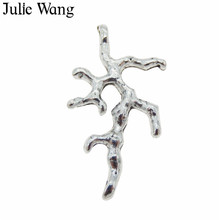 Julie Wang-abalorios en forma de rama de árbol pequeño, accesorio de aleación, Conector de Color plata antigua, fabricación de joyería de colgantes, 20 Uds. 2024 - compra barato