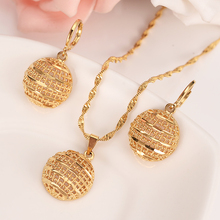 Модные милые ювелирные изделия золотой круглый шар девушки bridajewelry набор для женщин ожерелье серьги набор аксессуары для вечеринок Дубай индийский подарок 2024 - купить недорого