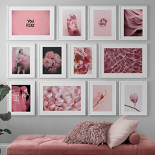 Розовая серия, цветы, картины, холст, домашний постер, скандинавский минималистичный стиль, картина, настенные художественные принты, модульное украшение для комнаты для девочек 2024 - купить недорого