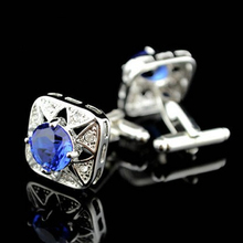 New Design Factory Price Retail Men's Cufflinks Copper Material Square Blue Colour Crystal Cuff Links Free Shipping 2024 - buy cheap