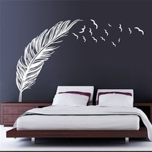 flying feathers wall stickers living bedroom decoration 8408. diy vinyl adesivo de paredes home decals art posters papers 3.5 2024 - buy cheap