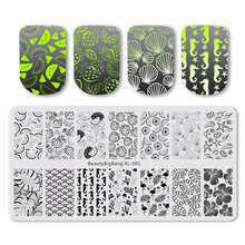 BeautyBigBang Nail Stamping Plates 6*12cm Leaf Shell Image Stamp For Stamping Nail Art Cat Dog Plate Nail Template BBB XL-001 2024 - buy cheap