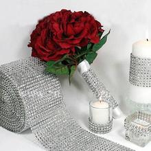 Wedding Decor Silver Diamond Mesh 1 yard/91.5cm Party Decoration Trim Roll Sparkle Rhinestone Bling Cake Ribbon Strass MTY 2024 - buy cheap